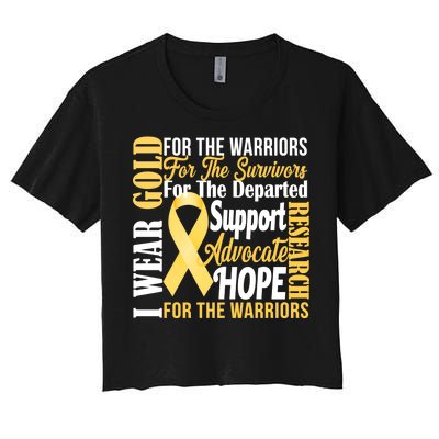 I Wear Gold For Childhood Cancer Awareness 1 Women's Crop Top Tee