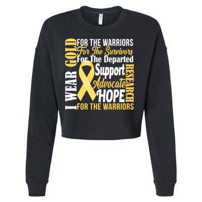 I Wear Gold For Childhood Cancer Awareness 1 Cropped Pullover Crew