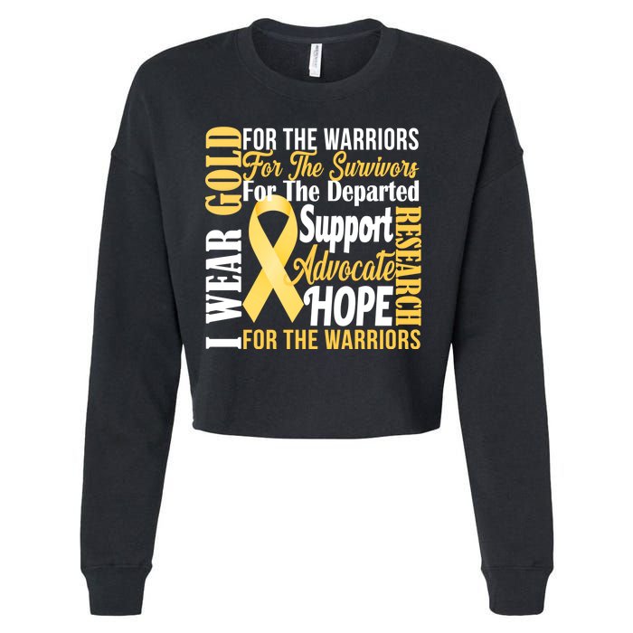 I Wear Gold For Childhood Cancer Awareness 1 Cropped Pullover Crew