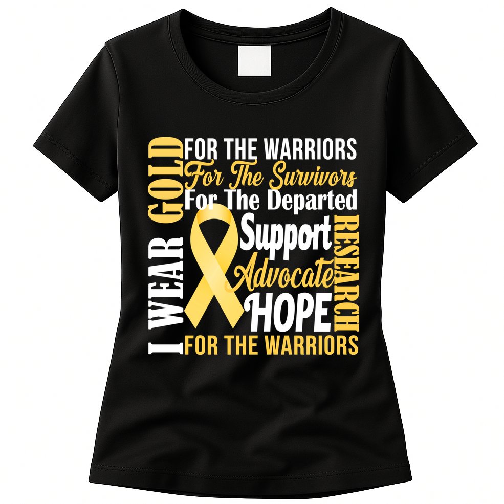 I Wear Gold For Childhood Cancer Awareness 1 Womens T-Shirt