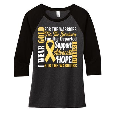 I Wear Gold For Childhood Cancer Awareness 1 Women's Tri-Blend 3/4-Sleeve Raglan Shirt