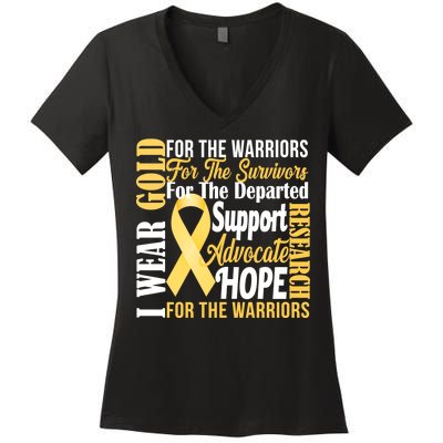 I Wear Gold For Childhood Cancer Awareness 1 Women's V-Neck T-Shirt