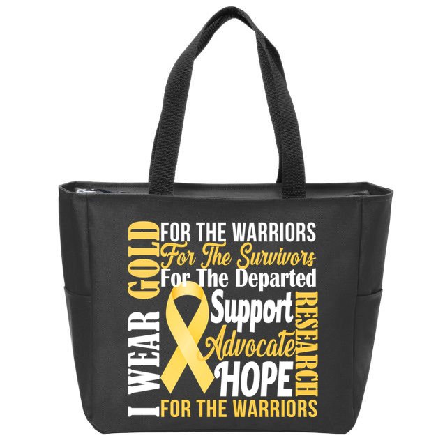 I Wear Gold For Childhood Cancer Awareness 1 Zip Tote Bag