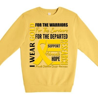 I Wear Gold Promote Childhood Cancer Awareness Premium Crewneck Sweatshirt