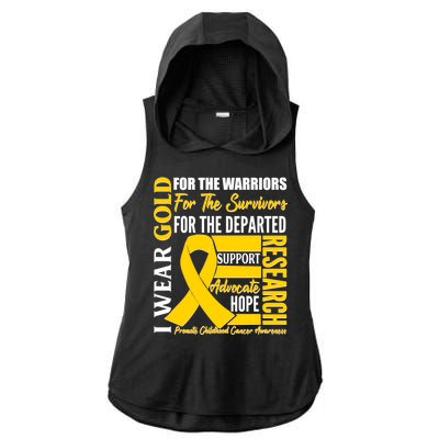 I Wear Gold Promote Childhood Cancer Awareness Ladies PosiCharge Tri-Blend Wicking Draft Hoodie Tank