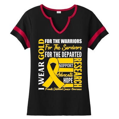 I Wear Gold Promote Childhood Cancer Awareness Ladies Halftime Notch Neck Tee