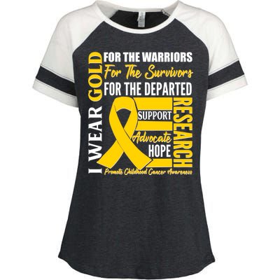 I Wear Gold Promote Childhood Cancer Awareness Enza Ladies Jersey Colorblock Tee