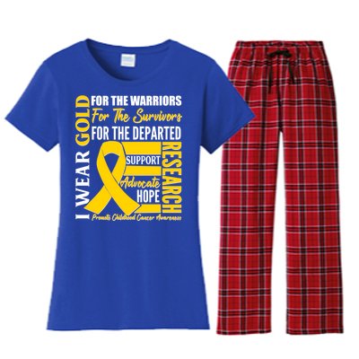 I Wear Gold Promote Childhood Cancer Awareness Women's Flannel Pajama Set