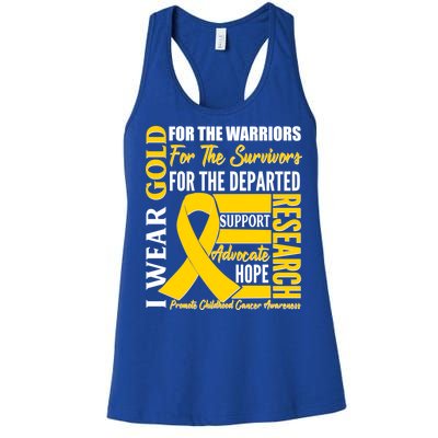 I Wear Gold Promote Childhood Cancer Awareness Women's Racerback Tank