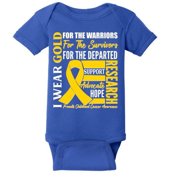 I Wear Gold Promote Childhood Cancer Awareness Baby Bodysuit