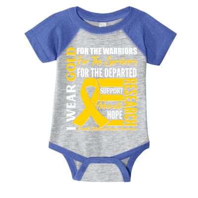 I Wear Gold Promote Childhood Cancer Awareness Infant Baby Jersey Bodysuit