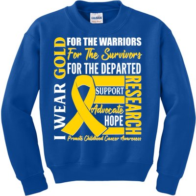 I Wear Gold Promote Childhood Cancer Awareness Kids Sweatshirt