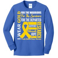 I Wear Gold Promote Childhood Cancer Awareness Kids Long Sleeve Shirt