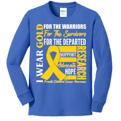 I Wear Gold Promote Childhood Cancer Awareness Kids Long Sleeve Shirt