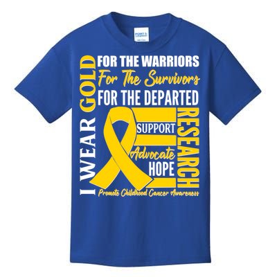 I Wear Gold Promote Childhood Cancer Awareness Kids T-Shirt