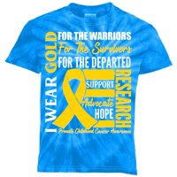 I Wear Gold Promote Childhood Cancer Awareness Kids Tie-Dye T-Shirt