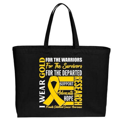 I Wear Gold Promote Childhood Cancer Awareness Cotton Canvas Jumbo Tote