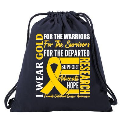 I Wear Gold Promote Childhood Cancer Awareness Drawstring Bag