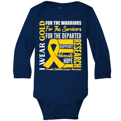 I Wear Gold Promote Childhood Cancer Awareness Baby Long Sleeve Bodysuit