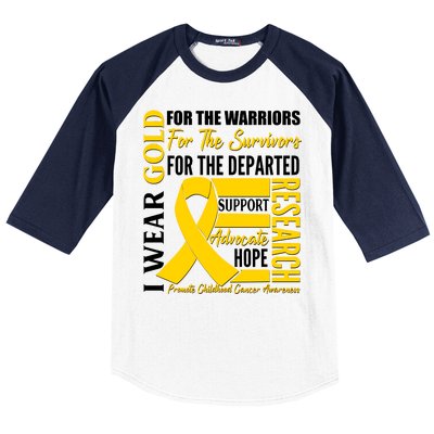 I Wear Gold Promote Childhood Cancer Awareness Baseball Sleeve Shirt