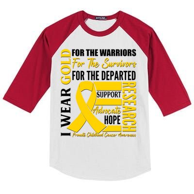 I Wear Gold Promote Childhood Cancer Awareness Kids Colorblock Raglan Jersey