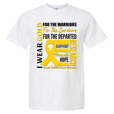 I Wear Gold Promote Childhood Cancer Awareness Garment-Dyed Heavyweight T-Shirt