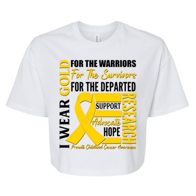 I Wear Gold Promote Childhood Cancer Awareness Bella+Canvas Jersey Crop Tee