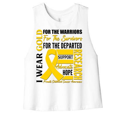 I Wear Gold Promote Childhood Cancer Awareness Women's Racerback Cropped Tank