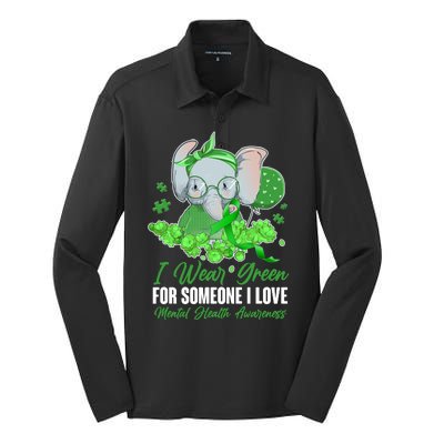 I Wear Green For Someone I Love Mental Health Awareness Silk Touch Performance Long Sleeve Polo