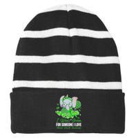 I Wear Green For Someone I Love Mental Health Awareness Striped Beanie with Solid Band