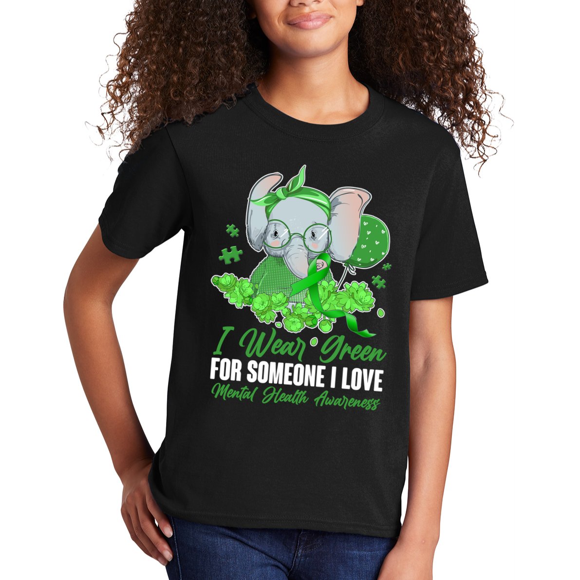 I Wear Green For Someone I Love Mental Health Awareness Kids T-Shirt