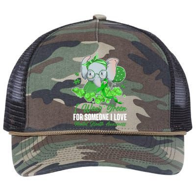 I Wear Green For Someone I Love Mental Health Awareness Retro Rope Trucker Hat Cap