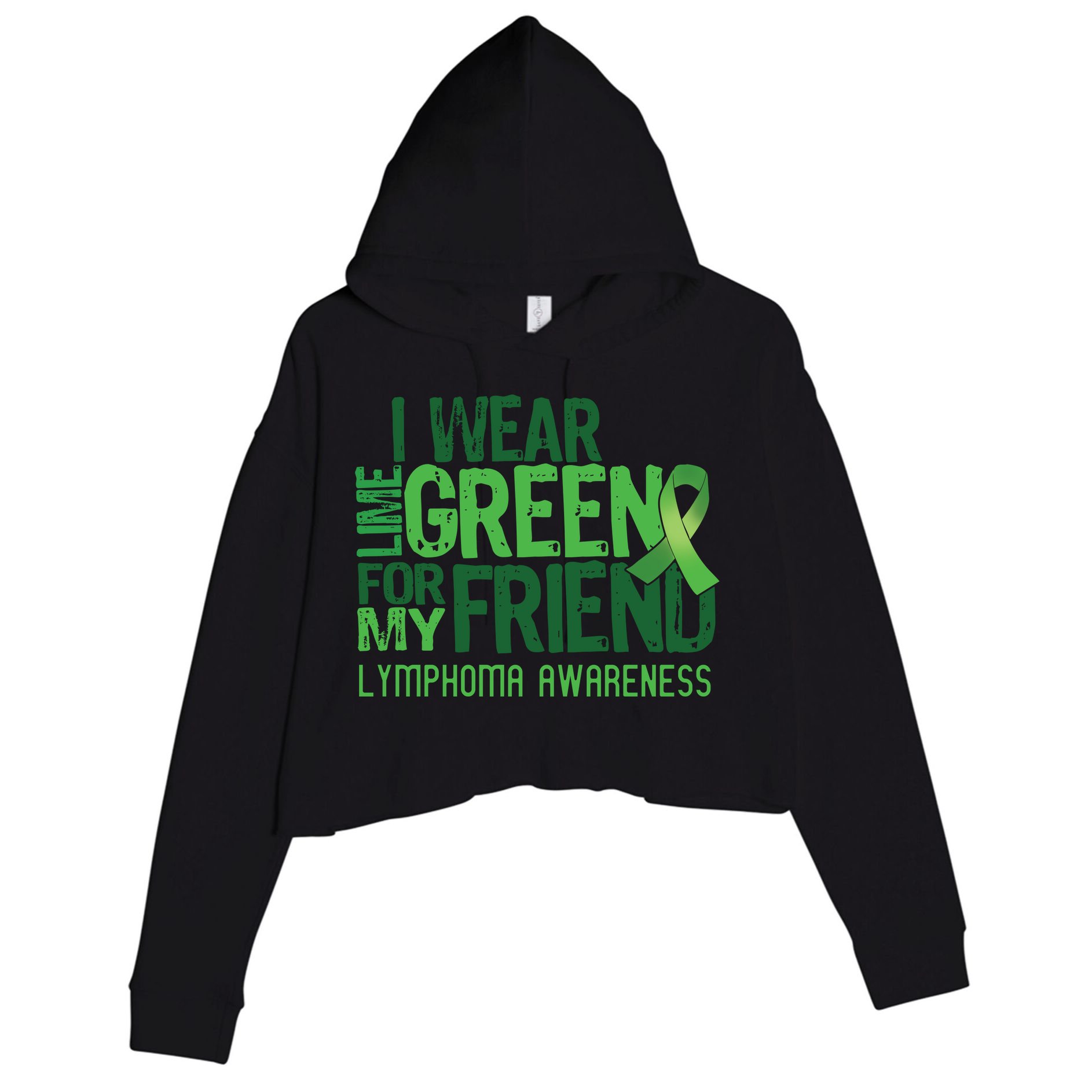 I Wear Lime Green For My Friend Lymphoma Awareness Crop Fleece Hoodie