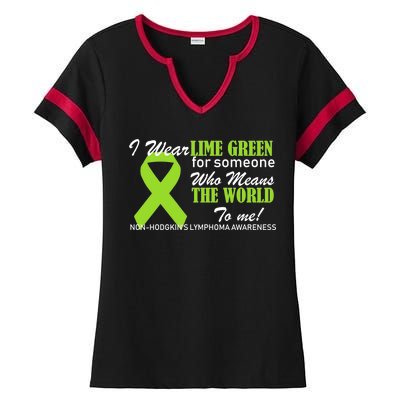 I Wear Lime Green Non-Hodgkin's Lymphoma Ladies Halftime Notch Neck Tee