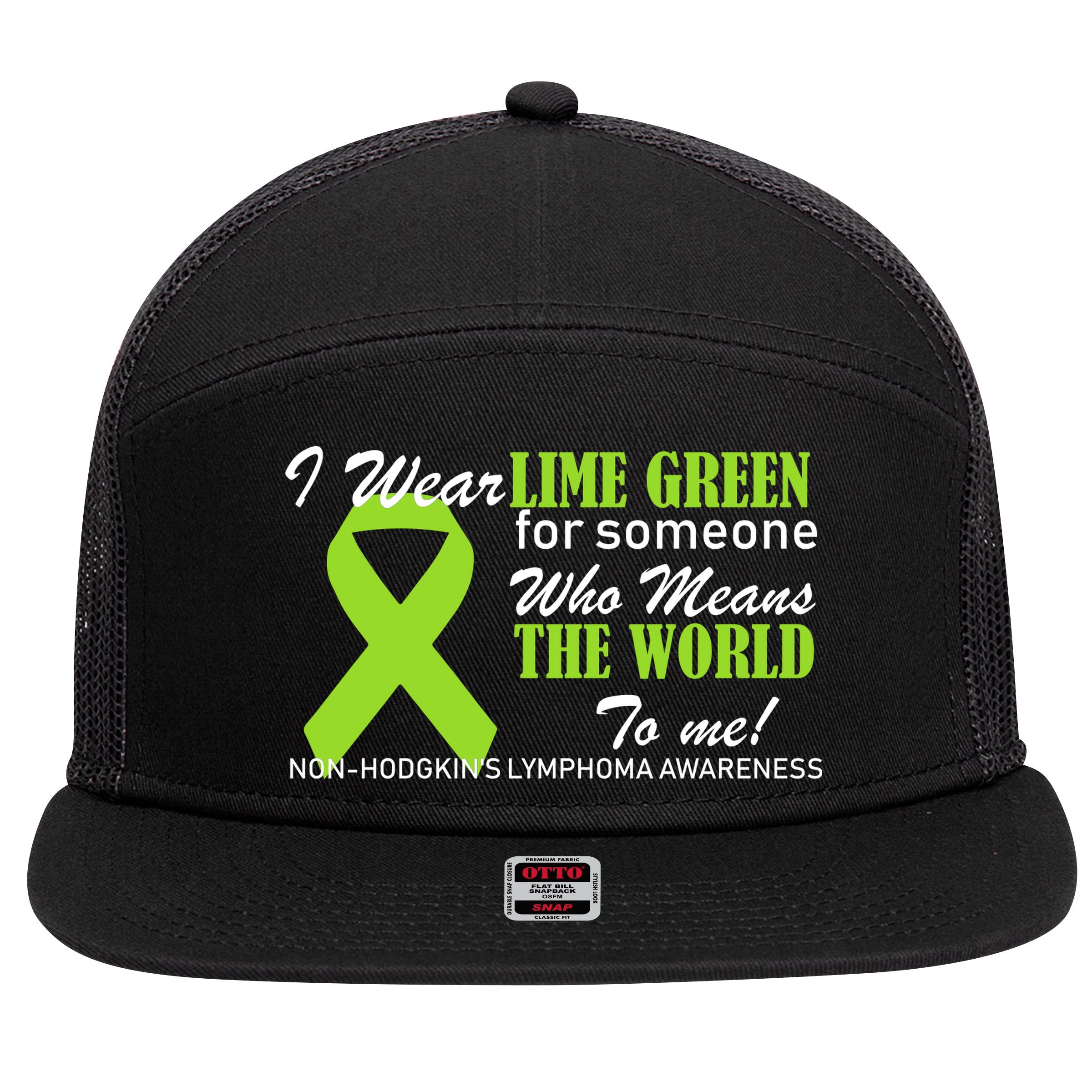 I Wear Lime Green Non-Hodgkin's Lymphoma 7 Panel Mesh Trucker Snapback Hat