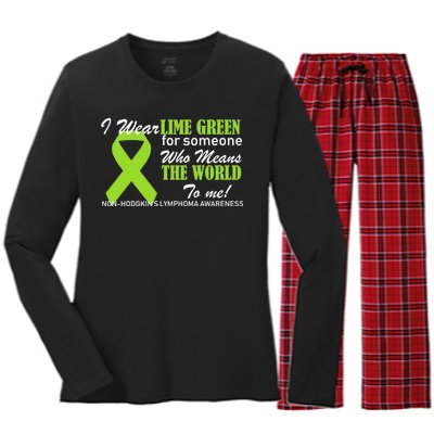 I Wear Lime Green Non-Hodgkin's Lymphoma Women's Long Sleeve Flannel Pajama Set 