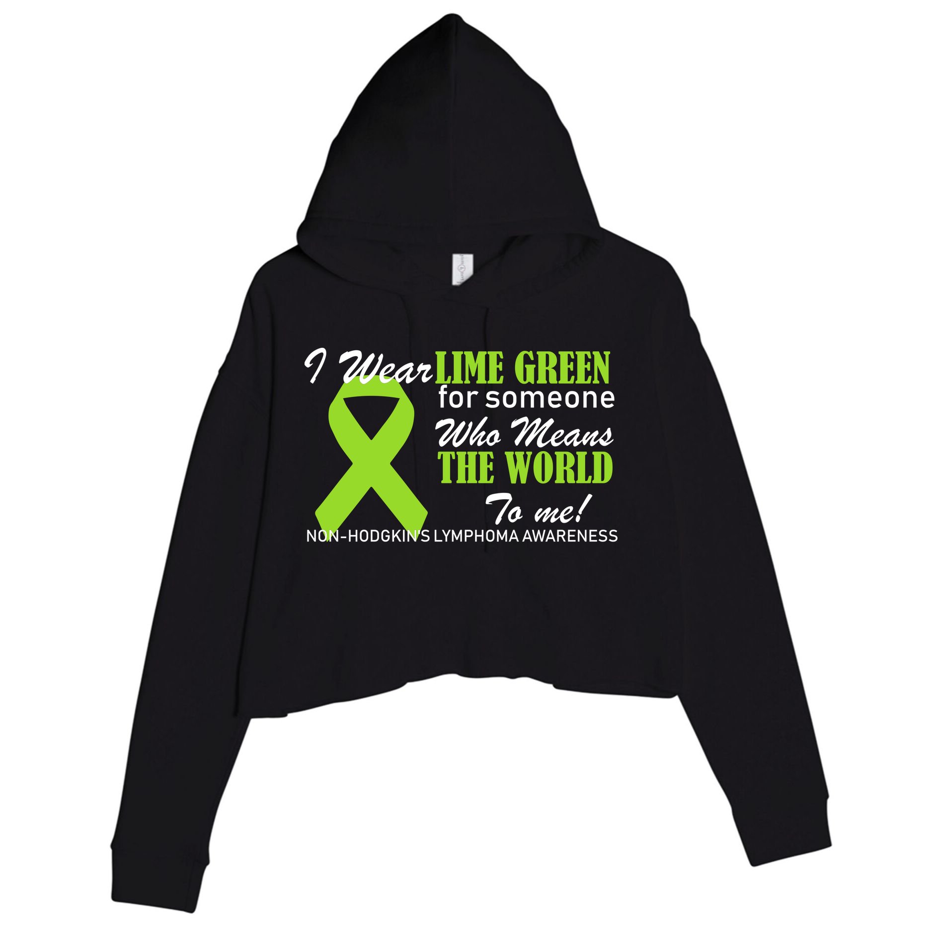 I Wear Lime Green Non-Hodgkin's Lymphoma Crop Fleece Hoodie