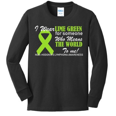 I Wear Lime Green Non-Hodgkin's Lymphoma Kids Long Sleeve Shirt