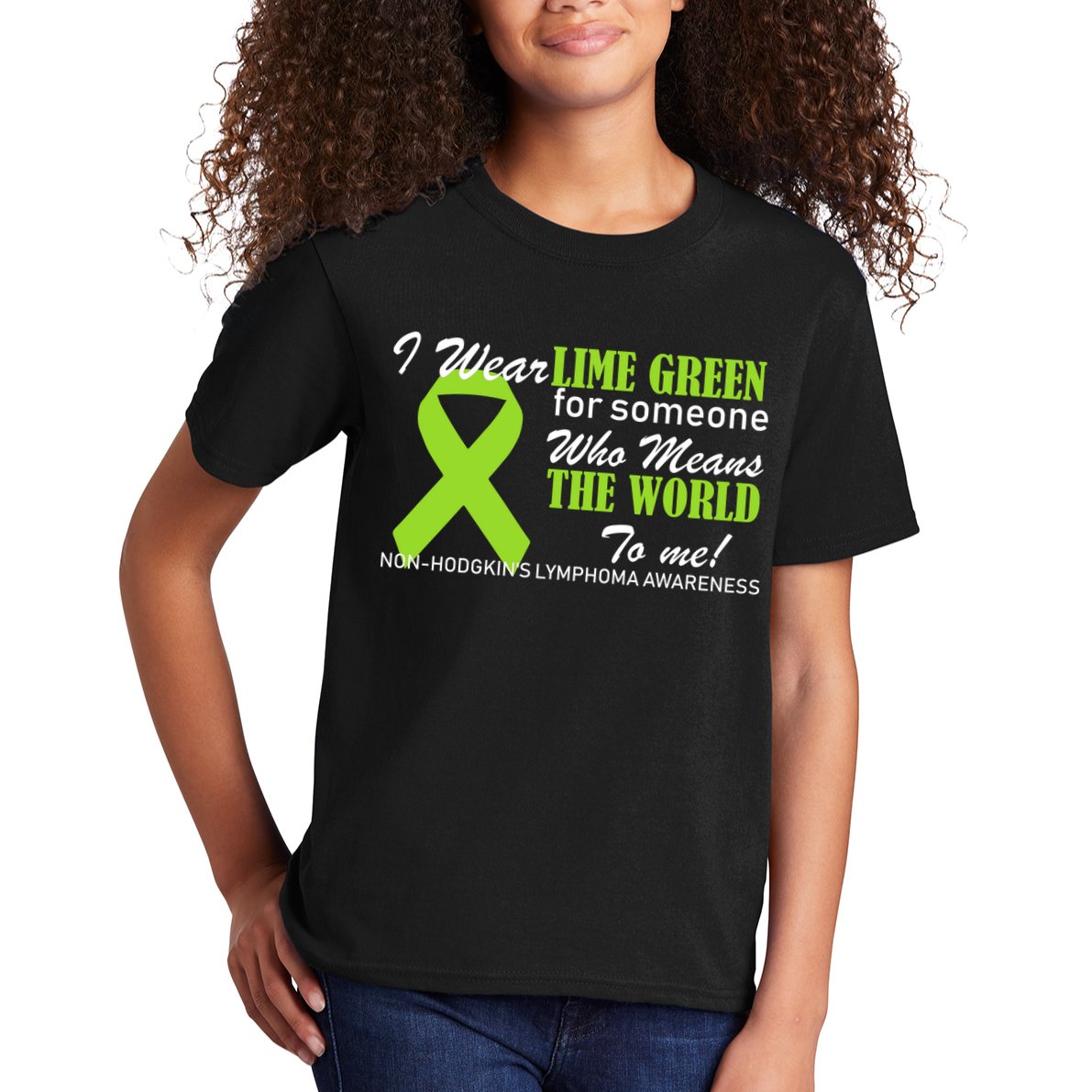 I Wear Lime Green Non-Hodgkin's Lymphoma Kids T-Shirt