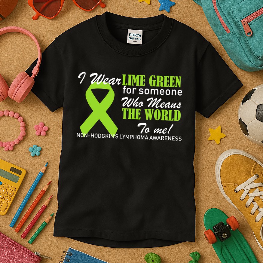 I Wear Lime Green Non-Hodgkin's Lymphoma Kids T-Shirt