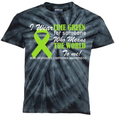 I Wear Lime Green Non-Hodgkin's Lymphoma Kids Tie-Dye T-Shirt