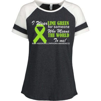 I Wear Lime Green Non-Hodgkin's Lymphoma Enza Ladies Jersey Colorblock Tee