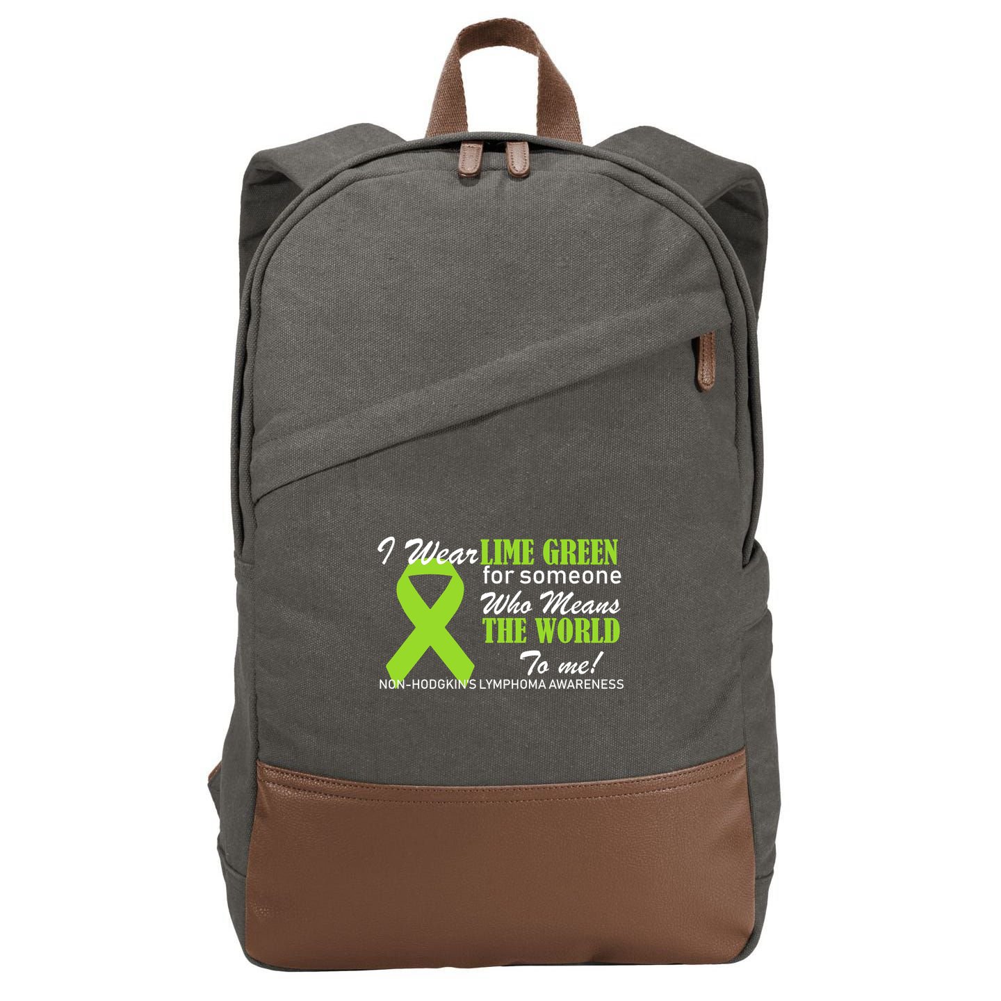 I Wear Lime Green Non-Hodgkin's Lymphoma Cotton Canvas Backpack