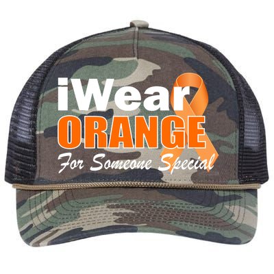 I Wear Orange For Someone I Love Leukemia Retro Rope Trucker Hat Cap