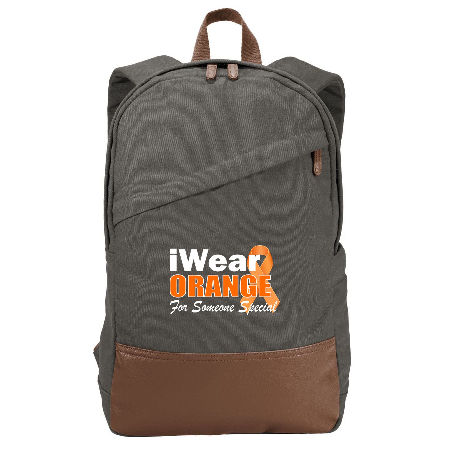 I Wear Orange For Someone I Love Leukemia Cotton Canvas Backpack