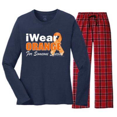 I Wear Orange For Someone I Love Leukemia Women's Long Sleeve Flannel Pajama Set 