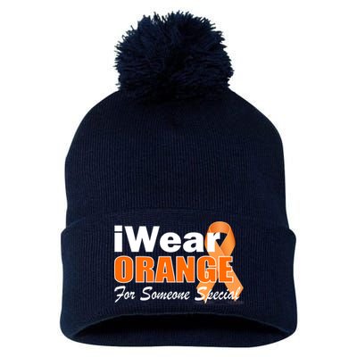 I Wear Orange For Someone I Love Leukemia Pom Pom 12in Knit Beanie