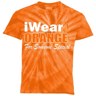 I Wear Orange For Someone I Love Leukemia Kids Tie-Dye T-Shirt