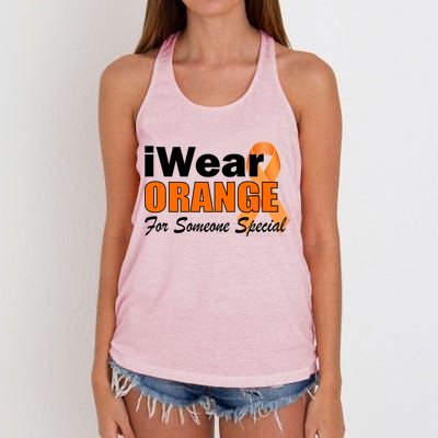 I Wear Orange For Someone I Love Leukemia Women's Knotted Racerback Tank