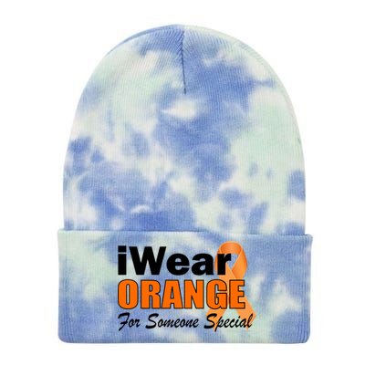 I Wear Orange For Someone I Love Leukemia Tie Dye 12in Knit Beanie